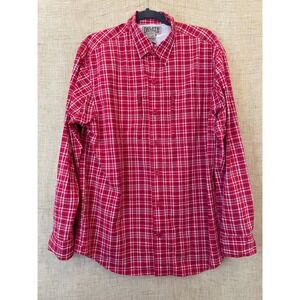 Duluth Trading Co. Plaid Shirt Men's Medium Long Sleeve Button Down Top Red
